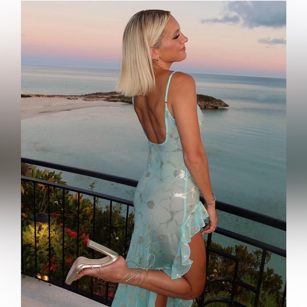 Elegant Aqua High Low Dress
